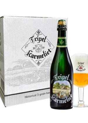 Hộp Quà Tặng Bia Tripel Karmeliet + tặng 02 ly cùng hãng cao cấp