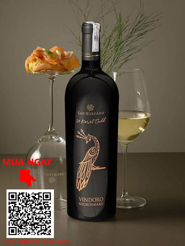 Rượu Vang Ý Con Công Vindoro 24 Karat Gold