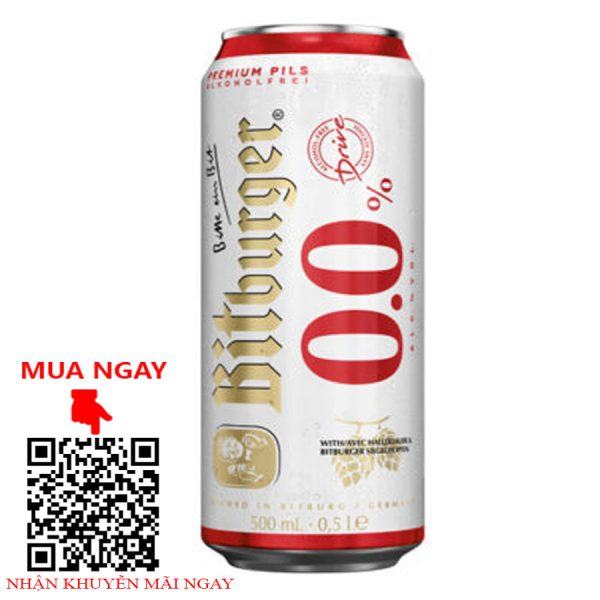 bia đức bitburger 0% - lon 500ml