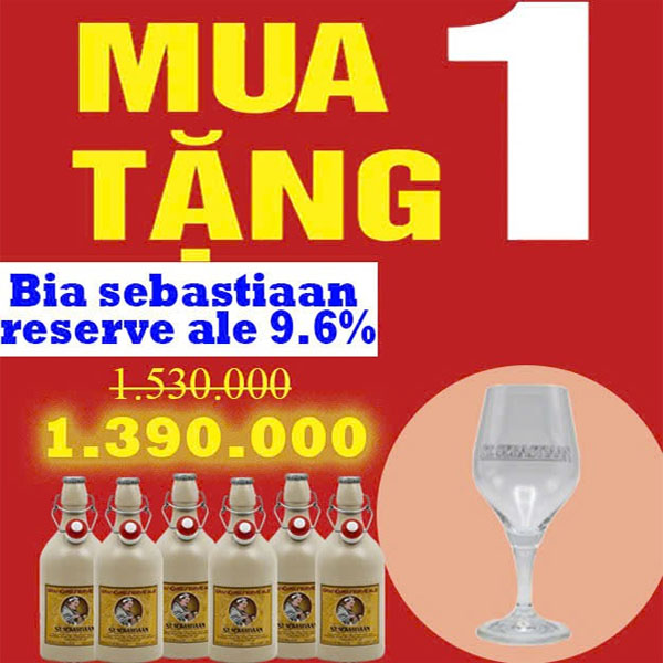 giảm giá đặc biệt cho chai bia sứ st. sebastiaan grand reserve ale! mua 1 tặng 1