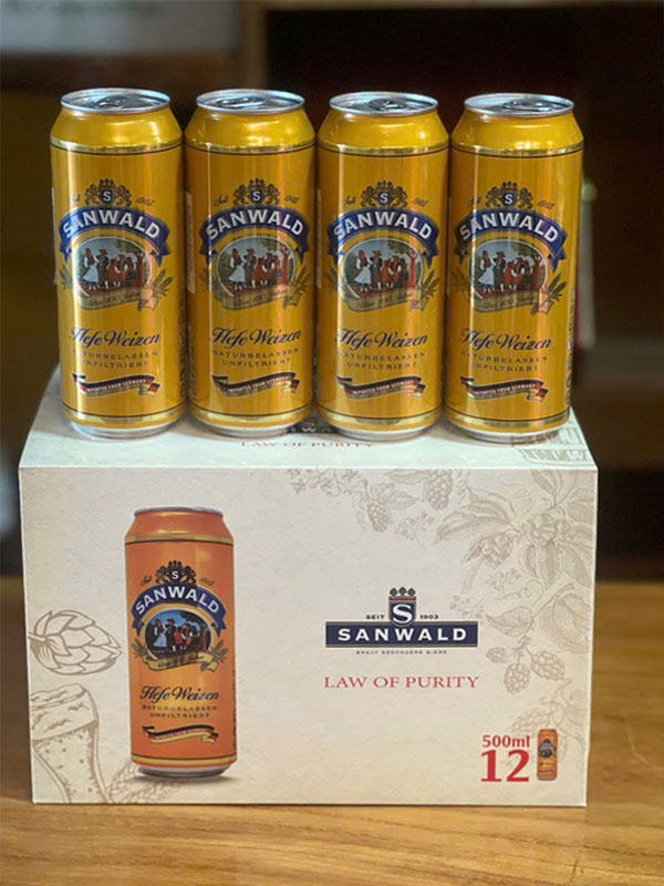 Hộp quà bia đức sanwald hefe weizen - 12 lon/hộp