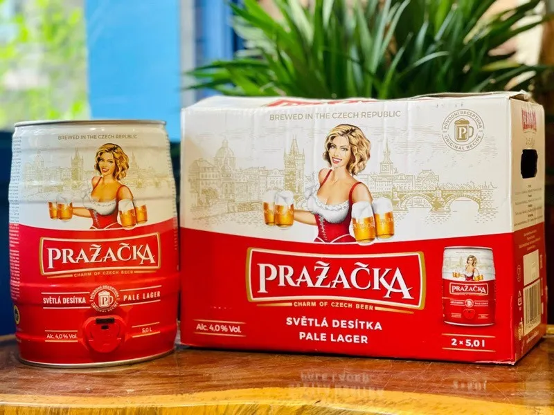 Bia prazacka pale lager 4% tiệp bom 5l