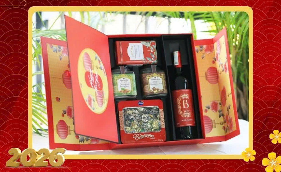 mẫu giỏ quà tết rượu vang 2026 độc quyền ba đình cao cấp