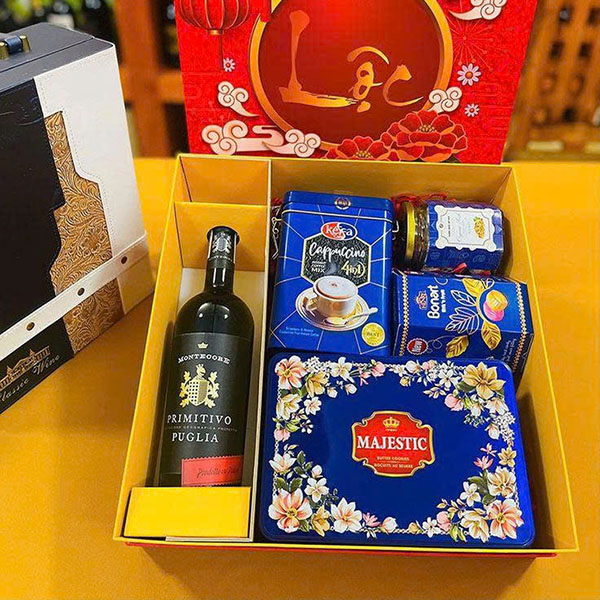 mẫu giỏ quà tết rượu vang 2026 độc quyền ba đình cao cấp