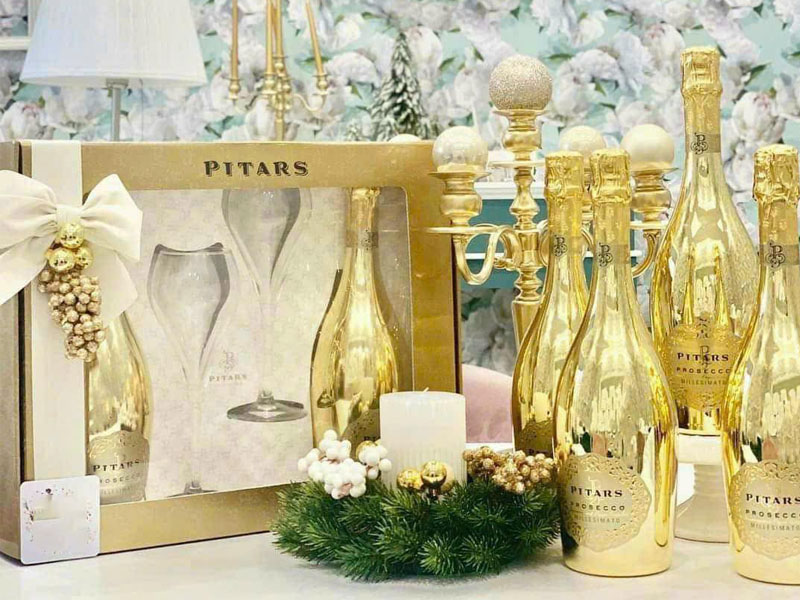 pitars colors gold, prosecco doc millesimato, extra dry (gift box)