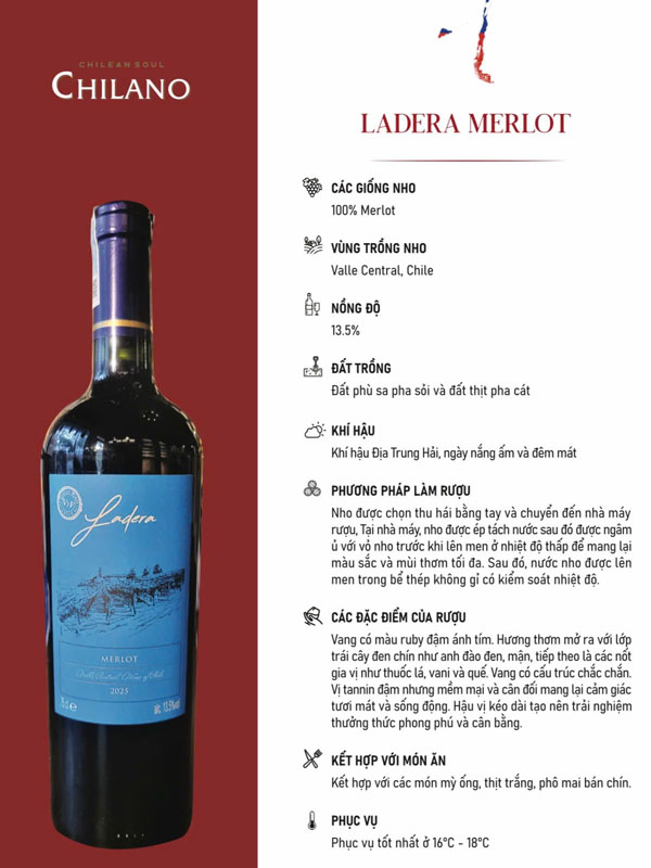 rượu vang đỏ ladera merlot