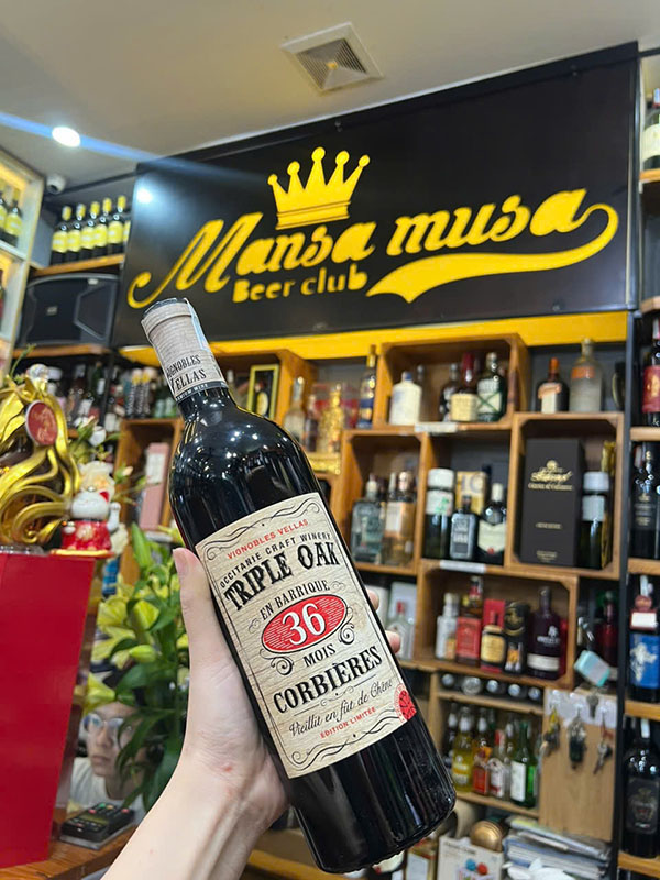 rượu vang đỏ pháp triple oak 36 mois corbières 
